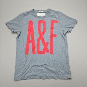 Abercrombie & Fitch A&F Graphic T-Shirt Mens Gray Casual Tee‎